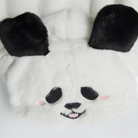 Fleece-lined Thick Color Contrast Patchwork Panda Ears Hooded Sweater