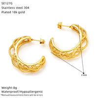 Niche High-grade Hollow C- Shaped Stud Earrings For Women