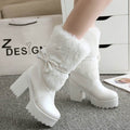 Women's Thick Heel Snow Sweet Bow Boots