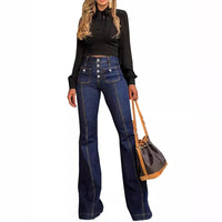 Women's Patchwork Jeans Slim Fit Slimming Stretch Flared Pants