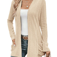 Winter New Solid-Color Ribbed Brushed Casual Patchwork Long-Sleeve Jacket