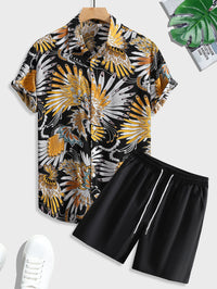 Men's Printed Casual Style Short Sleeve Shirt Outfit