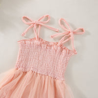 Summer Sling Pure Color Mesh One-piece Romper Bow Headdress Two-piece Set