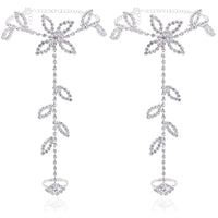 Personalized Leaf Rhinestone With Finger Anklet