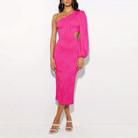 Cross-border Fashion Womens Sheath Hollow-out Off-Shoulder Slim-Fit Dress