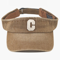 Cross-border Simple Washed Embroidery Three-dimensional Letter  C  Round-top Hat For Outdoor Use, Adjustable Sun Protection Hat, Suitable For Outdoor Golf