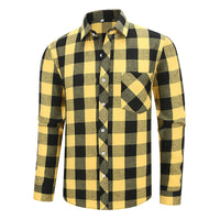 Men's Casual Plus-Size Long-Sleeve Plaid Shirt