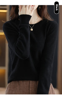 Pure Wool Sweater Crew Neck Pullover Sweater Loose Bottoming Shirt