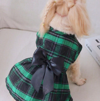Pet dress-British style plaid-black-s-polyester-1 piece