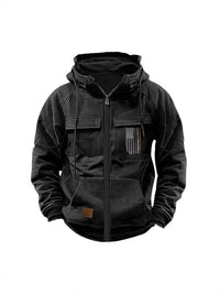 Printed Loose Zip Casual Hooded Sweatshirt