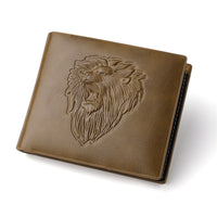 Men's Zipper Wallet Lion Embossed Pattern Animal