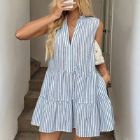 Stand-up Collar Lace Trim Loose Casual Dress For Women
