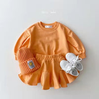 Spring Fashion Candy Color Sweater Lotus Leaf Skirt Princess Suit