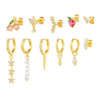 European And American Fashion Fruit S925 Silver Needle Geometric Light-Luxury Pearl Pendant Set