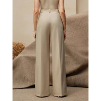 Elegant Pleated Pants For Women With A Fashionable Pearl-Embellished Pocket