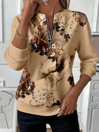 Womens Stylish Patchwork Striped Half-Zip Hoodie