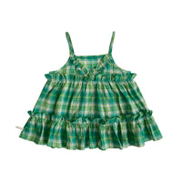 Girls Summer Clothes Children's Green Plaid Baby Suspender Skirt