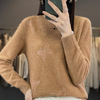 Round Neck Patterned Base Shirt For Women