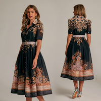 Real-shot Style French Niche Elegant Printed Dress