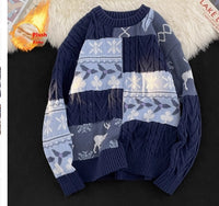 Fleece-lined Thickened Turtleneck Retro Art Design Sweater Warm