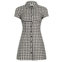 Lace-trimmed Casual Yet Sophisticated Halter-neck Plaid Dress