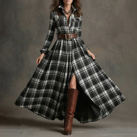 Elegant Commuter Printed Lapel Slim-Fit Dress
