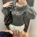Ancient Early Cute Rabbit Ear Collar Waist-tight Slim Fit Sweater