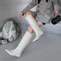New Fallwinter Pointed-toe Wide-calf, Knee-high Kitten-heel Riding Boots