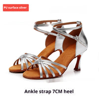 Soft Bottom Satin Grade National Standard Dance Competition Mid-high Heel Latin Dancing Shoes