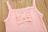 Sunken Stripe Sling Triangle Rompers Flounced Skirt Three-piece Set