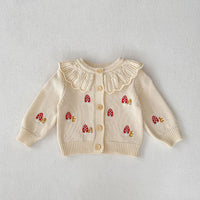 Autumn Clothing Infants Baby Embroidered Lotus Leaf Collar Knitting Suit