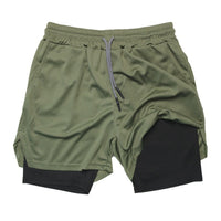 Men's Double-Layer Quick-Drying Breathable Sports Shorts With Pockets