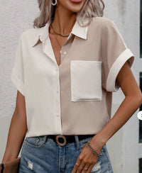 Color-block Women's Short-sleeve Shirt