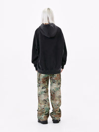 New American Street Piano Hand Print Washed And Worn Hooded Sweater Men