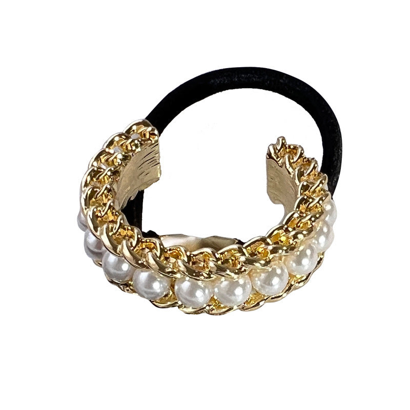 U-shaped Alloy Chain Pearl Hair Ring