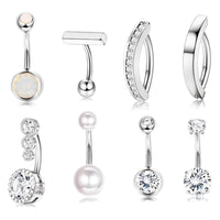 Stainless Steel Belly Button Ring Set Of 8 Pieces