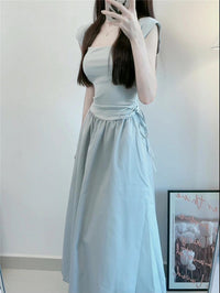 New Patchwork Skirt Sophisticated Waist-cinching And Slimming Maxi Dress
