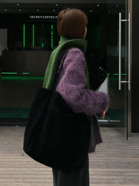Purple Lazy High-end Mohair Cardigan Women's Autumn Winter Loose