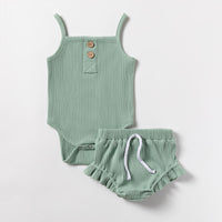 Summer Ins Baby Sleeveless Jumpsuit Triangle Drop Stripe Cotton Two Piece Set
