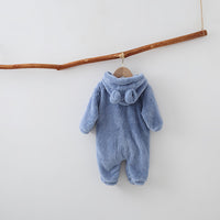 Infant Plush Warm Hooded Child Conjoined Romper