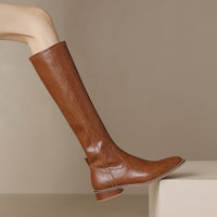 Women's Round-toe Mid-heel Knee-high Riding Boots
