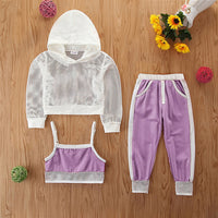 Three Piece White Hooded Sports Suspender Vest