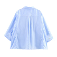 Spring And Summer Loose Fashion Striped Long Sleeves Shirt