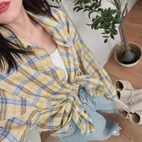 Women's Loose Casual Long Sleeve Plaid Shirt