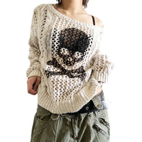 Street Hipster Solid Color Knitted Bottoming Shirt Hollow Twist Round Neck Sweater