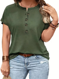 Spring Summer Womens Solid-Color Crewneck T-Shirt