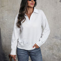 Amazon Europe & US New Arrival Womens Long-Sleeve Casual Hoodie With Lapel Collar, V-Neck Autumn Womens T-Shirt