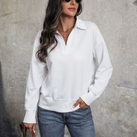 Amazon Europe & US New Arrival Womens Long-Sleeve Casual Hoodie With Lapel Collar, V-Neck Autumn Womens T-Shirt