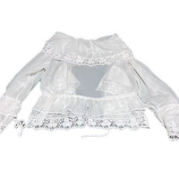 Sweet Beauty Summer Ruffles Lace Stitching Large Lapel Short Waist
