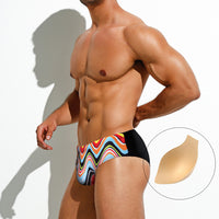 Men's Low Waist Triangle Print Swimming Trunks